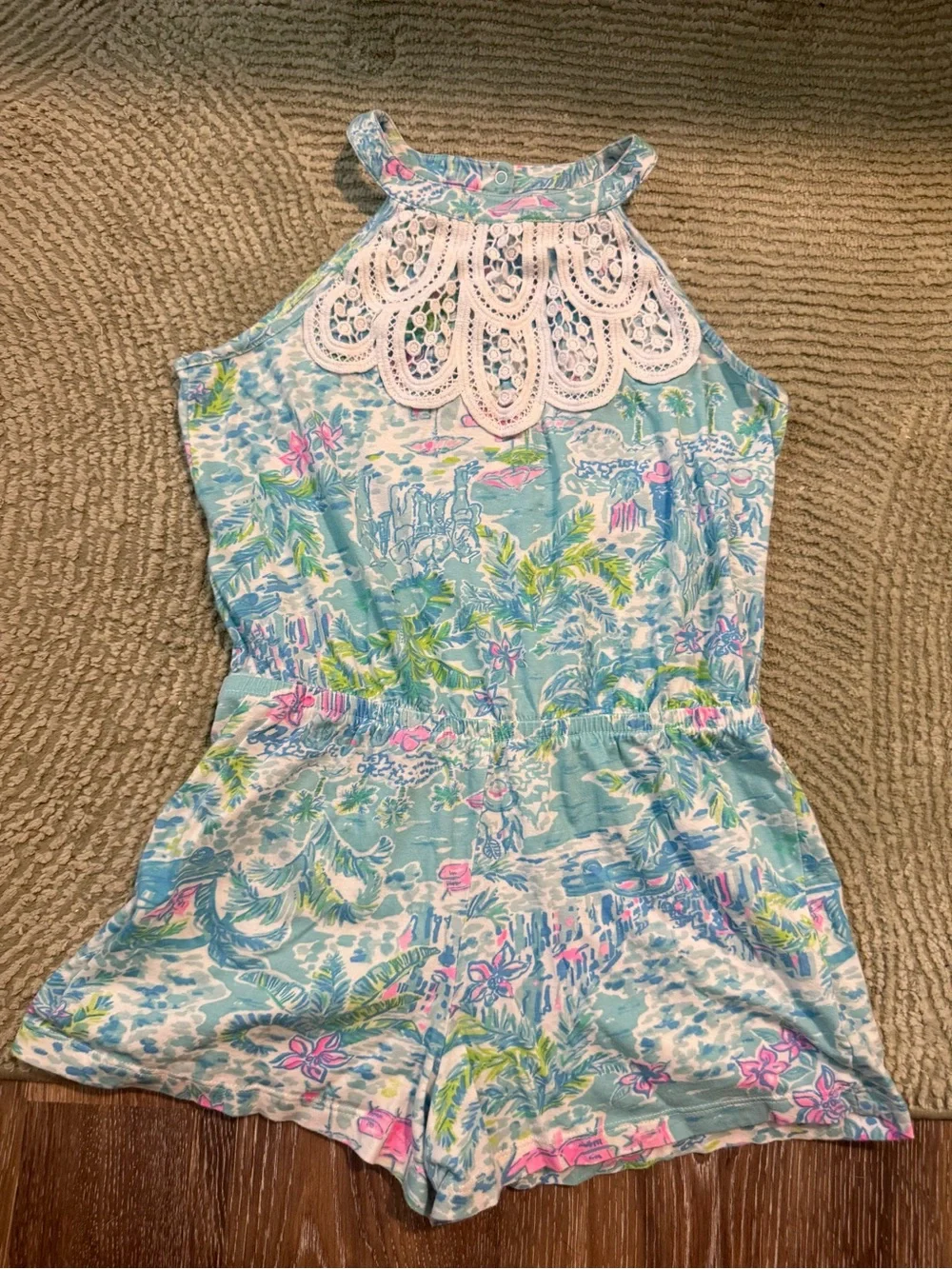 Lilly Pulitzer Mini Pearl Romper Girls Sz 8 What A Lovely Place